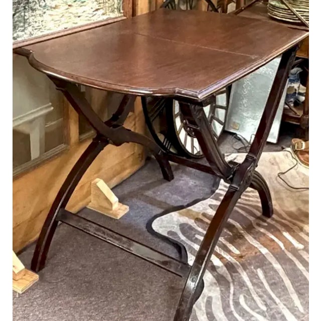 Early 20th Century Antique English Campaign Table With Folding Mechanism, For Sale - Image 5 of 10