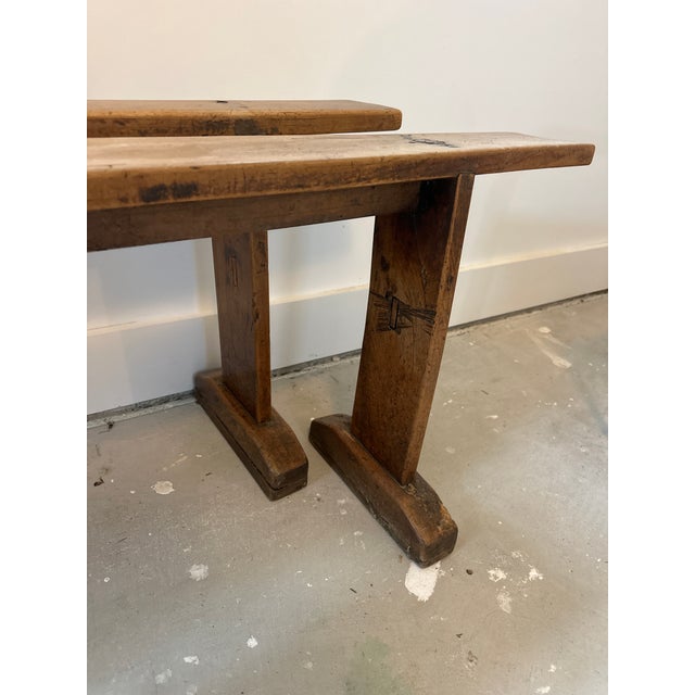 Late 20th Century Pair of Antique French Benches For Sale - Image 5 of 5