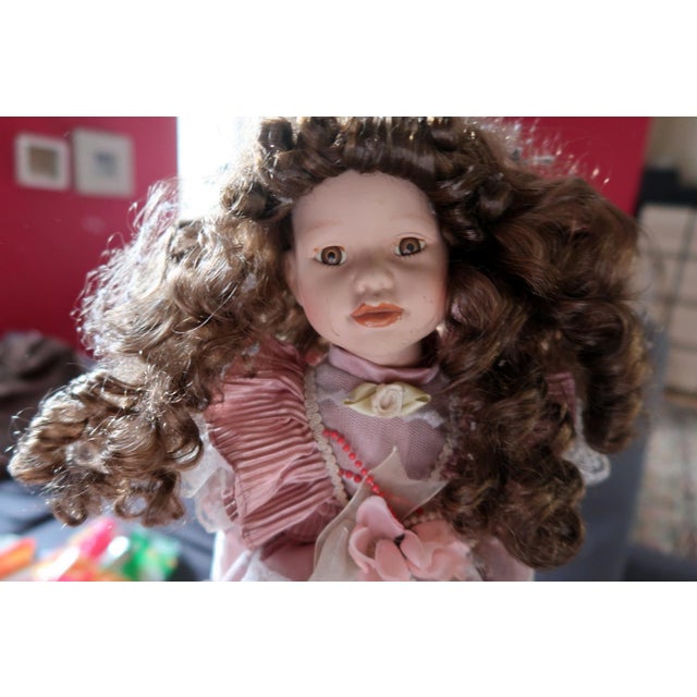 Traditional Charming Vintage Porcelain Doll - 42cm, 20th Century, Pretty in Pink For Sale - Image 3 of 10