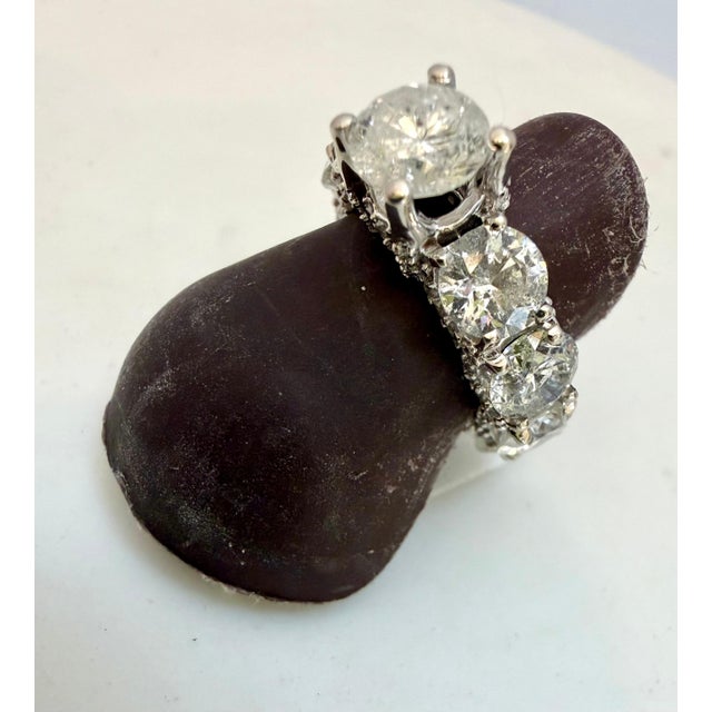 Metal 1 Carat Center & Ten 30 Pointer Diamond Band 14 Karat White Gold Engagement Ring For Sale - Image 7 of 7