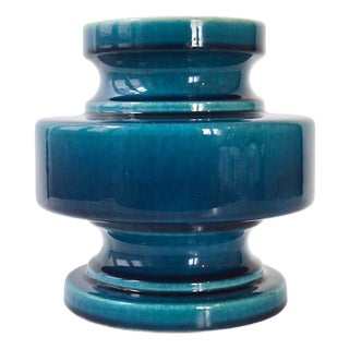 Vintage German Vase in Blue Ceramic by Cari Zalloni for Steuler, 1960s For Sale