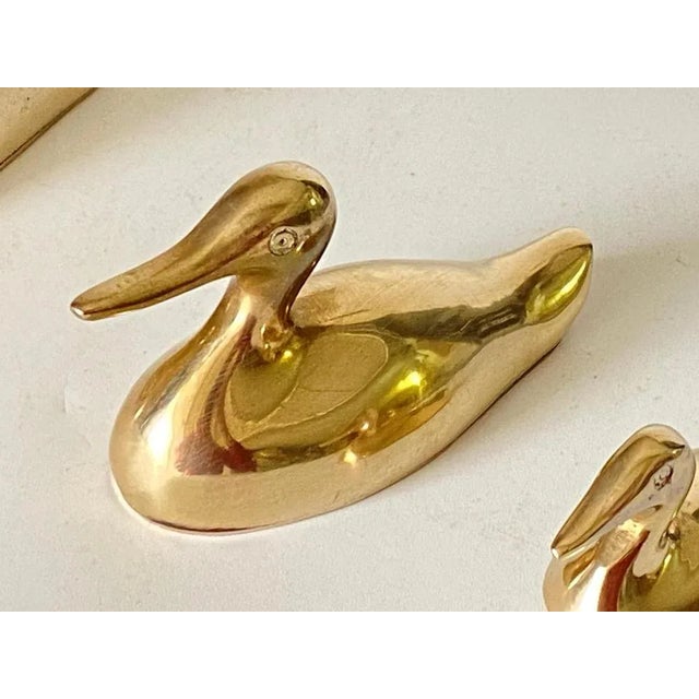 Hollywood Regency Duck Sculptures in Brass, France, 1970s, Set of 3 For Sale - Image 3 of 11