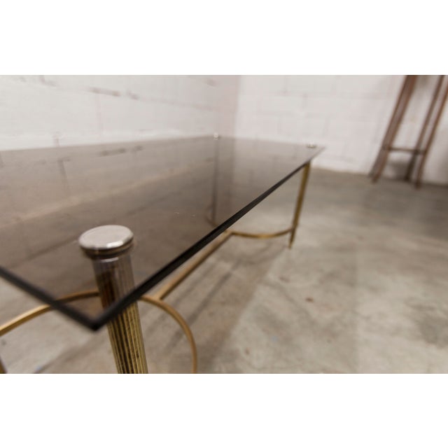 Vintage Coffee Table in Gilt Brass and Smoked Glass, 1960 For Sale - Image 6 of 18