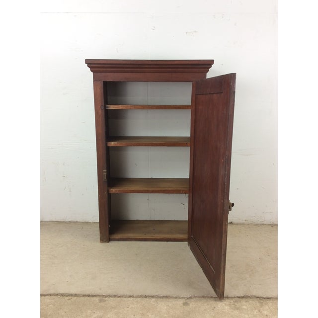 Brown Antique American Farmhouse Wall Cabinet With Brass Latch For Sale - Image 8 of 12