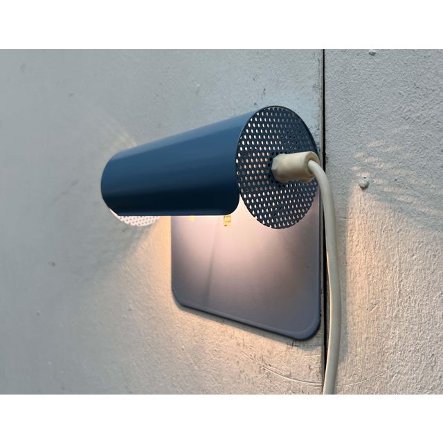 Danish Postmodern Light Blue Perforated Metal Pendant from Abo Randers, 1980s For Sale - Image 17 of 18