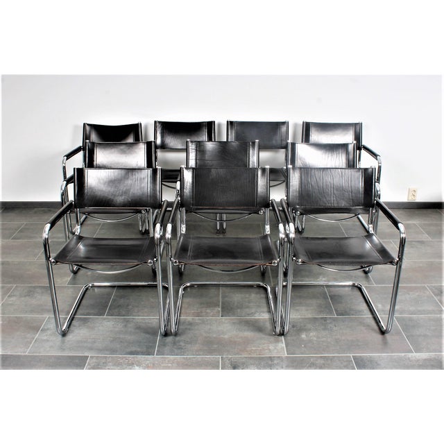 Vintage Cantilever Dining Chair in Leather from Fasem, 1980s, in Very Good conditions. Designed 1920 to 1949 This piece...