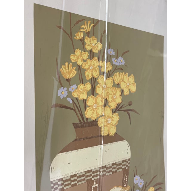 Rustic Late 20th Century Apache Motif" Limited Edition Serigraph Print by C. Sanderson - Southwestern Still Life With Yellow Flowers and Pottery Vase For Sale - Image 3 of 11