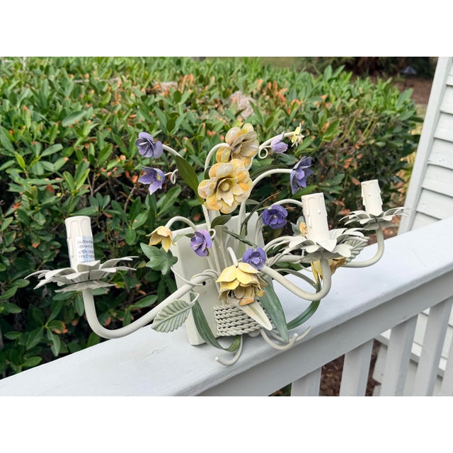 Vintage 3 Light Tole Wall Sconce For Sale In Savannah - Image 6 of 12