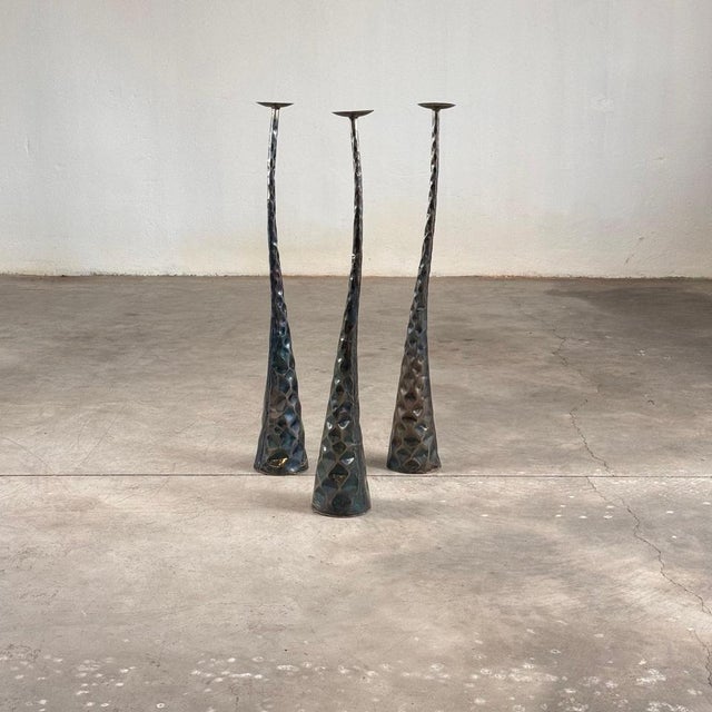 Enhance your interior decor with these incredible sculptural candle holders, a set of three exquisite pieces from Italy,...
