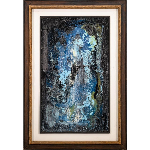 Abstract Pair of Modernist Impasto Encaustic Abstract Oil Paintings Signed J. Lehr 1970s For Sale - Image 3 of 16