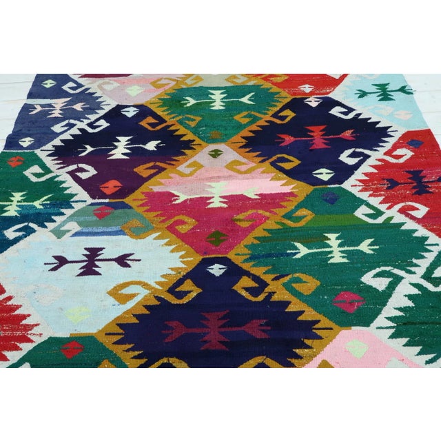 Ruby Red Vintage Turkish Kilim Rug-5’5’x8’11" For Sale - Image 8 of 13