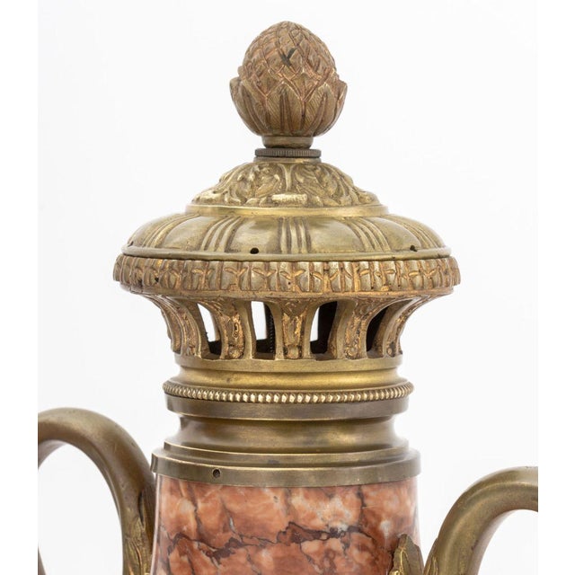French French Ormolu Mounted Rouge Griotte Urns, Pair For Sale - Image 3 of 8