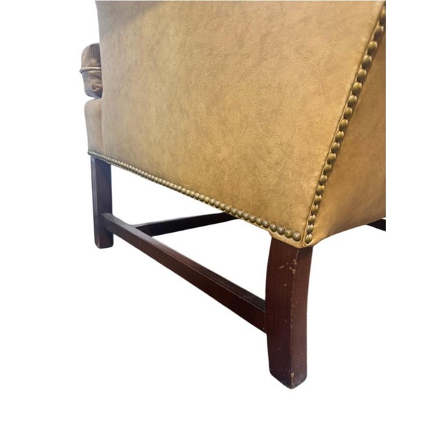 Camel Late 20th Century Pair Hancock & Moore Tufted Leather Wingback Chairs Camel For Sale - Image 8 of 9