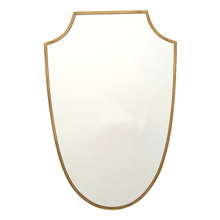 Mid-Century Modern Wall Mirror in Brass and Wood, Italy, 1960s For Sale