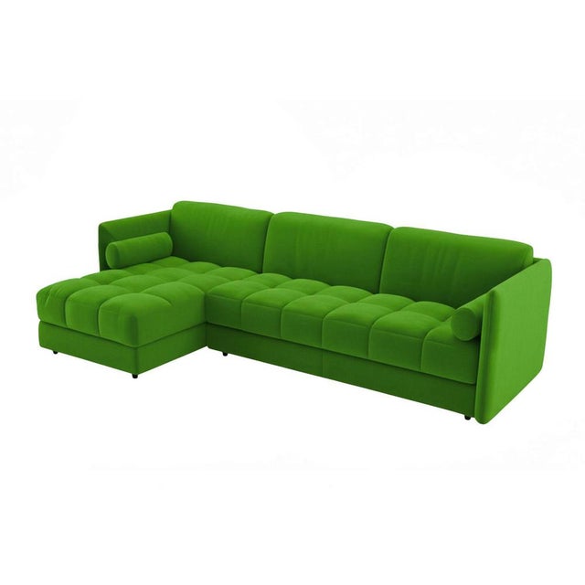 Contemporary Vínculo Sectional Sofa in Green Velvet by Moanne For Sale - Image 3 of 4