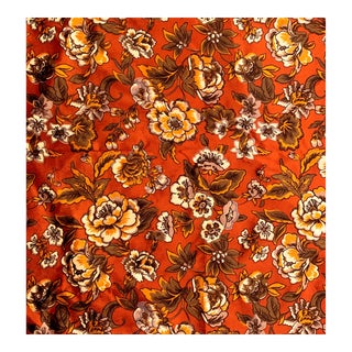 Vintage Deadstock Paprika Floral Velvet Fabric-4 Yards For Sale
