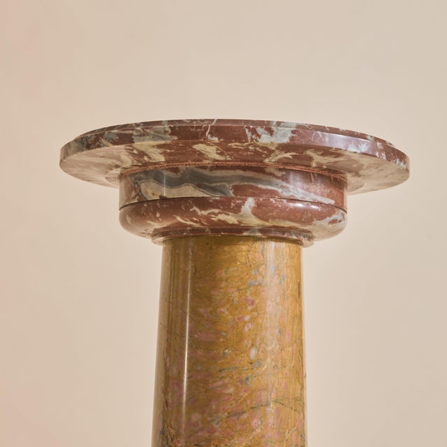 Neoclassical 19th Century French Rouge + Ochre Marble Pedestal For Sale - Image 3 of 9