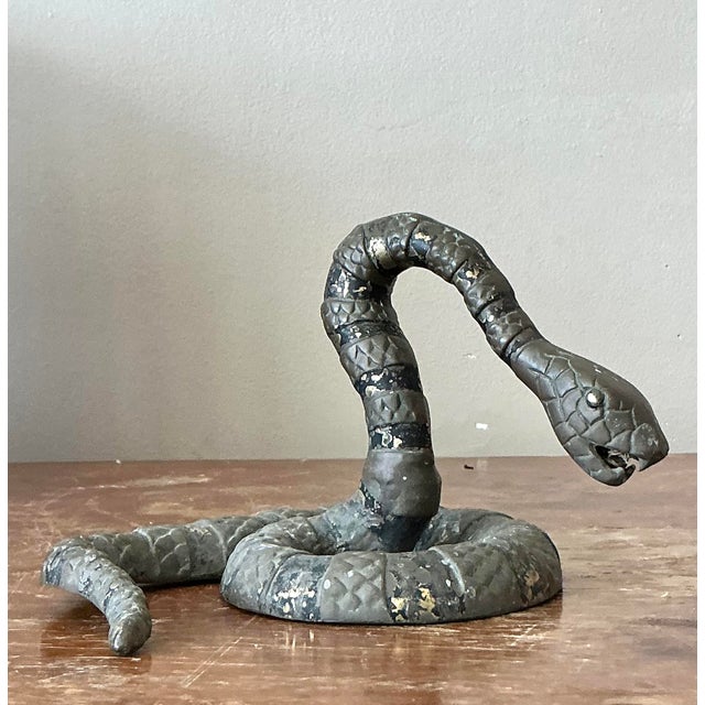 Mid-Century Modern Vintage Boho Bronze Snake For Sale - Image 3 of 7