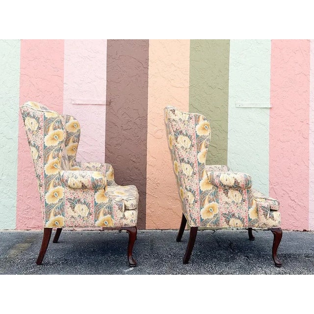 1980s Palm Beach Regency Palm Beachy Wingback Chairs - a Pair For Sale In West Palm - Image 6 of 12