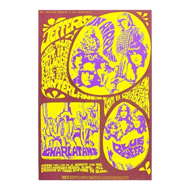 1967 Original Bg-88 Jefferson Airplane Fillmore Winterland Concert Poster For Sale
