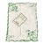 Vintage Portuguese Linen Cocktail Napkins With Green Embroidery, Set of 6, New Old Stock For Sale