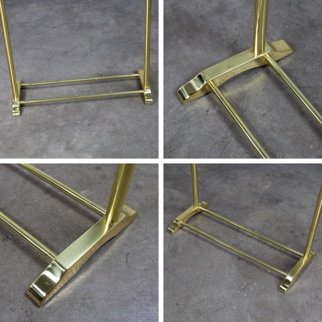 Late 20th Century Hollywood Regency Style Solid Brass Freestanding Towel Stand Triple Tiered Bars For Sale - Image 17 of 18