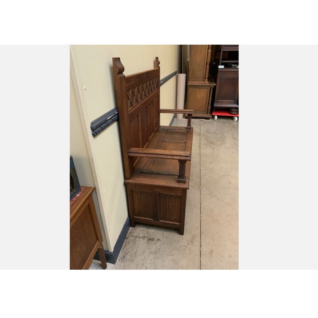 Vintage Neo-Gothic Bench, 1920 For Sale - Image 3 of 8