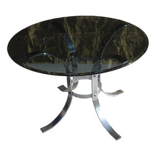 Glass and Chrome Dining Table, 1970s For Sale