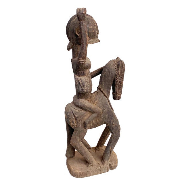 Wood Lg Old African Dogon Hand Carved Wood Horseman Mali 30" H For Sale - Image 7 of 8