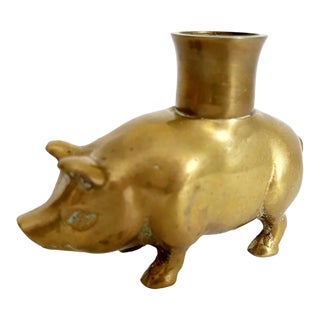 1960s Brass Pig Candlestick For Sale