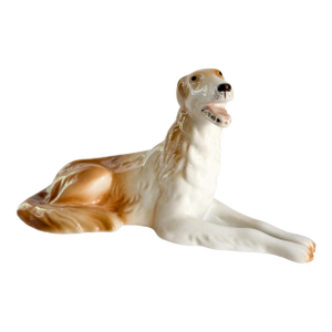 1950s Vintage Royal Dux Borzoi Wolfhound Porcelain Canine Decorative Figurine