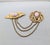 Monet Vintage 1980s Signed Monet Goldtone Pink Cabochon Chatelaine Brooch For Sale - Image 4 of 9