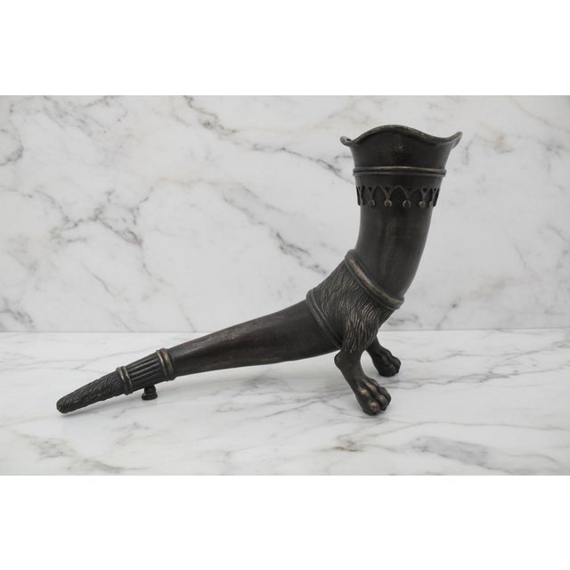 Decorative Bronze Lion Foot Drinking Horn Rhyton Vase Cornucopia Vessel Pair For Sale - Image 11 of 14