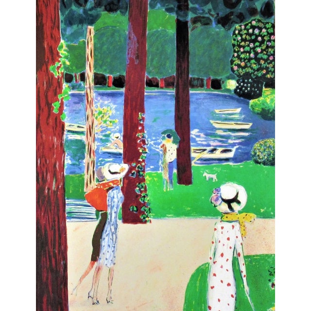 Late 20th Century Jean-Pierre Cassigneul, "Le Lac du Bois de Boulogne" Large original color lithograph, 1991 For Sale - Image 5 of 8