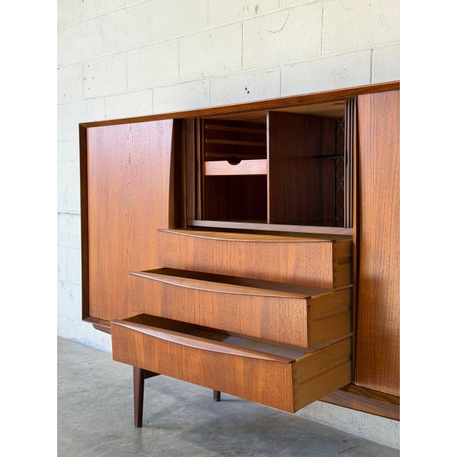 Mid-Century Modern Teak Sideboard Credenza With Sliding Doors and Drawers Danish Mid-Century Modern 1960s For Sale - Image 3 of 12