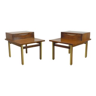 Pair Two-Tier Mid-Century Side Tables by Merton Gershun for Martinsville For Sale
