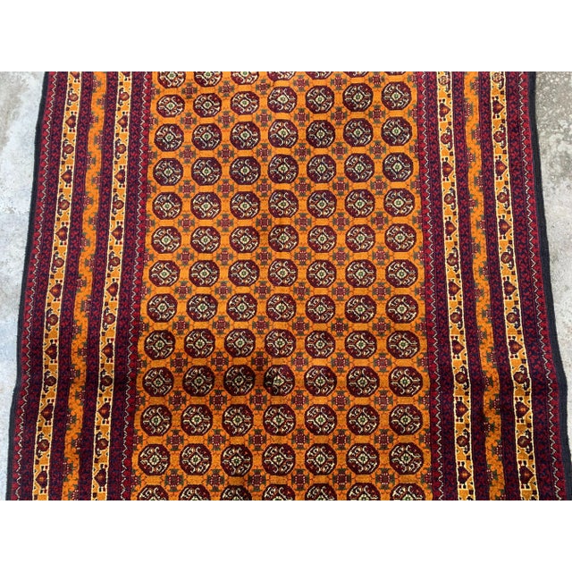 Textile 1990s Tribal Afghan Hand Knotted Geometric Wool Rug For Sale - Image 7 of 7