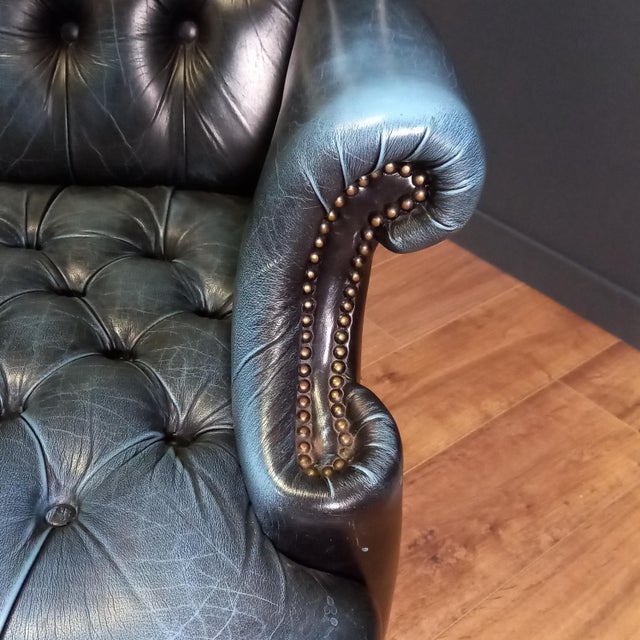 Chesterfield Barrelback Blue Club Chair, 1970s For Sale - Image 14 of 18
