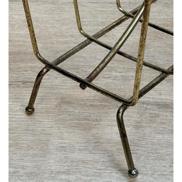 Mid-Century Gold Aluminum Spear Head Record Caddy Magazine Rack For Sale - Image 6 of 7