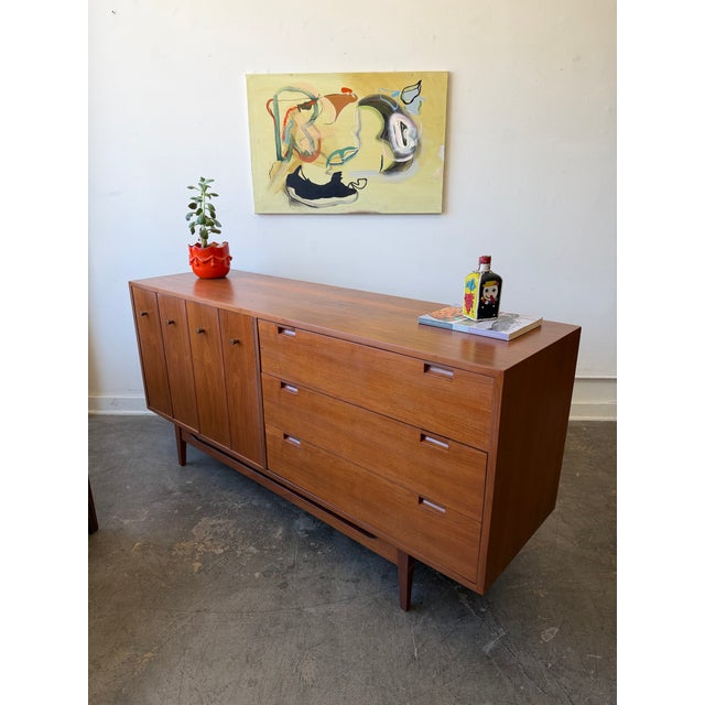 Brass 1960s American of Martinsville Walnut Dresser/Credenza For Sale - Image 8 of 16