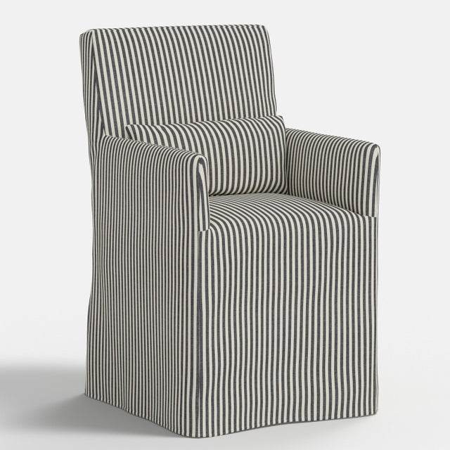 Spritely Home Slipcover for Stoffer Home x Cloth & Company for Lindy Slipcover Dining Armchair in Jane Stripe Carbon For Sale - Image 4 of 8