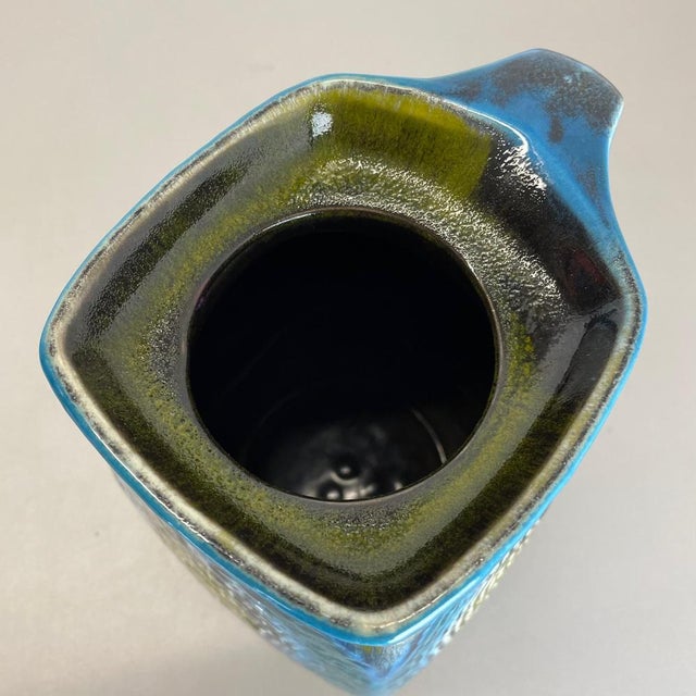 Fat Lava Green & Blue Pottery Vase from Jasba Ceramics, Germany, 1970s For Sale - Image 9 of 15