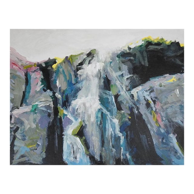 Contemporary Abstract Mountain Waterfall Landscape Painting For Sale