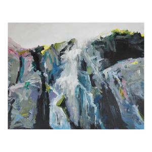 Contemporary Abstract Mountain Waterfall Landscape Painting