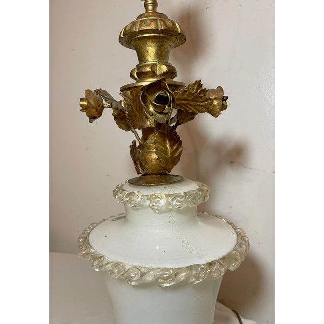 Antique Italian Murano Venetian Gilt Wood Hand Blown Flek Glass Iron Table Lamp For Sale - Image 10 of 15