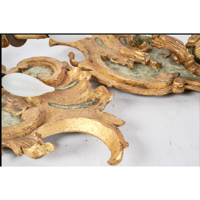 Pair 18th Century Italian Giltwood Sconces For Sale - Image 10 of 11