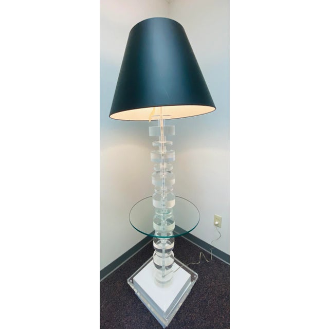 1950s Stacked Lucite Floor Lamp with Glass Table For Sale - Image 4 of 4