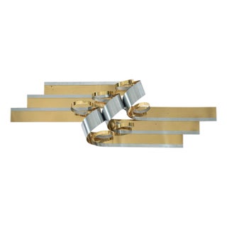 Vintage Mid Century Large Metal Ribbon Wall Art Sculpture by Curtis Jere 1980s For Sale