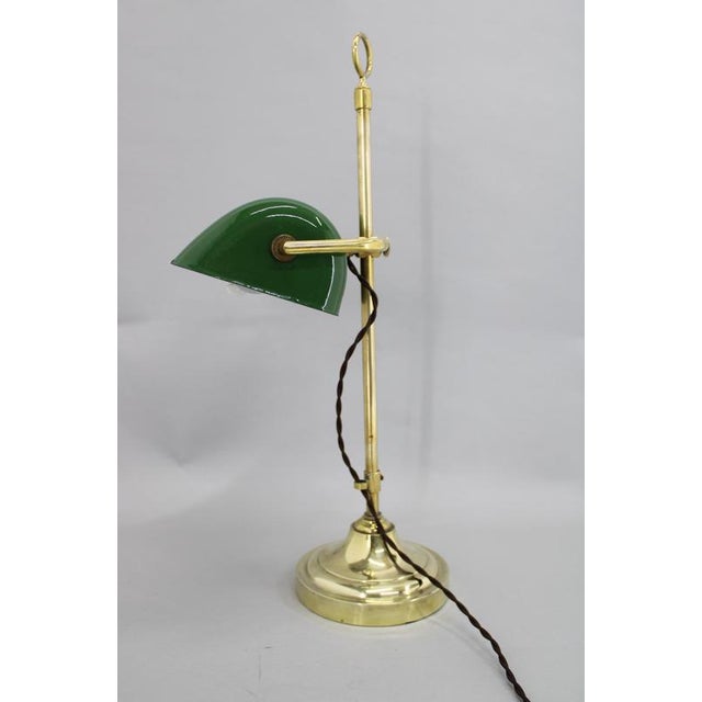 Art Deco Brass Banker Table Lamp, Czechoslovakia, 1930s For Sale - Image 3 of 13