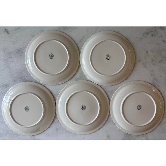 White Set of 5 Vintage Syracuse Shelled Floral Dinner Plates For Sale - Image 8 of 10
